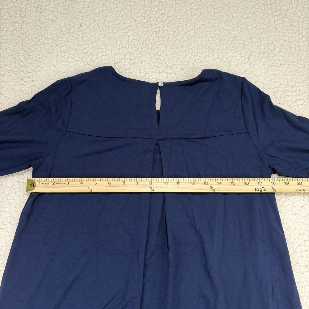 J.Jill Dress Wearever Navy Shift Rayon Blend 3/4 Sleeve Back Pleat Sz S Stretch - Picture 8 of 8